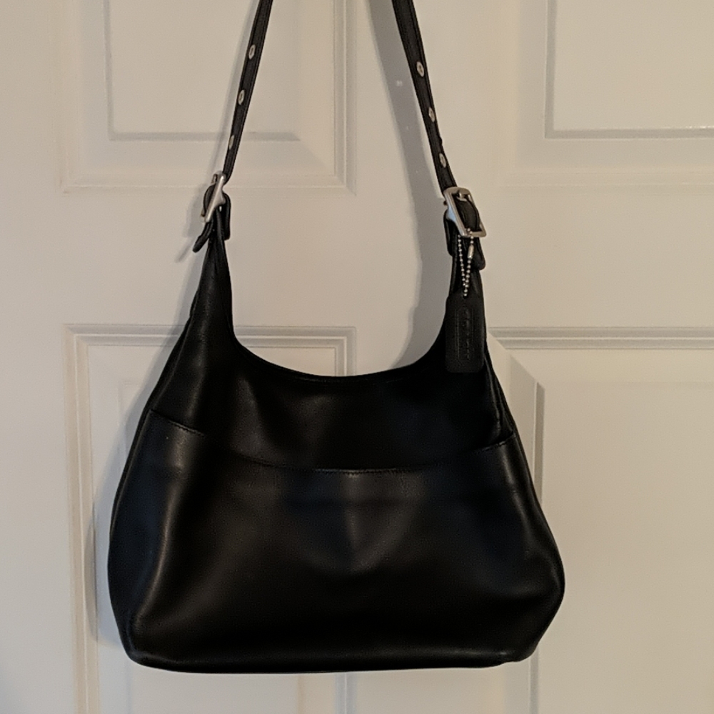 Black leather Coach purse